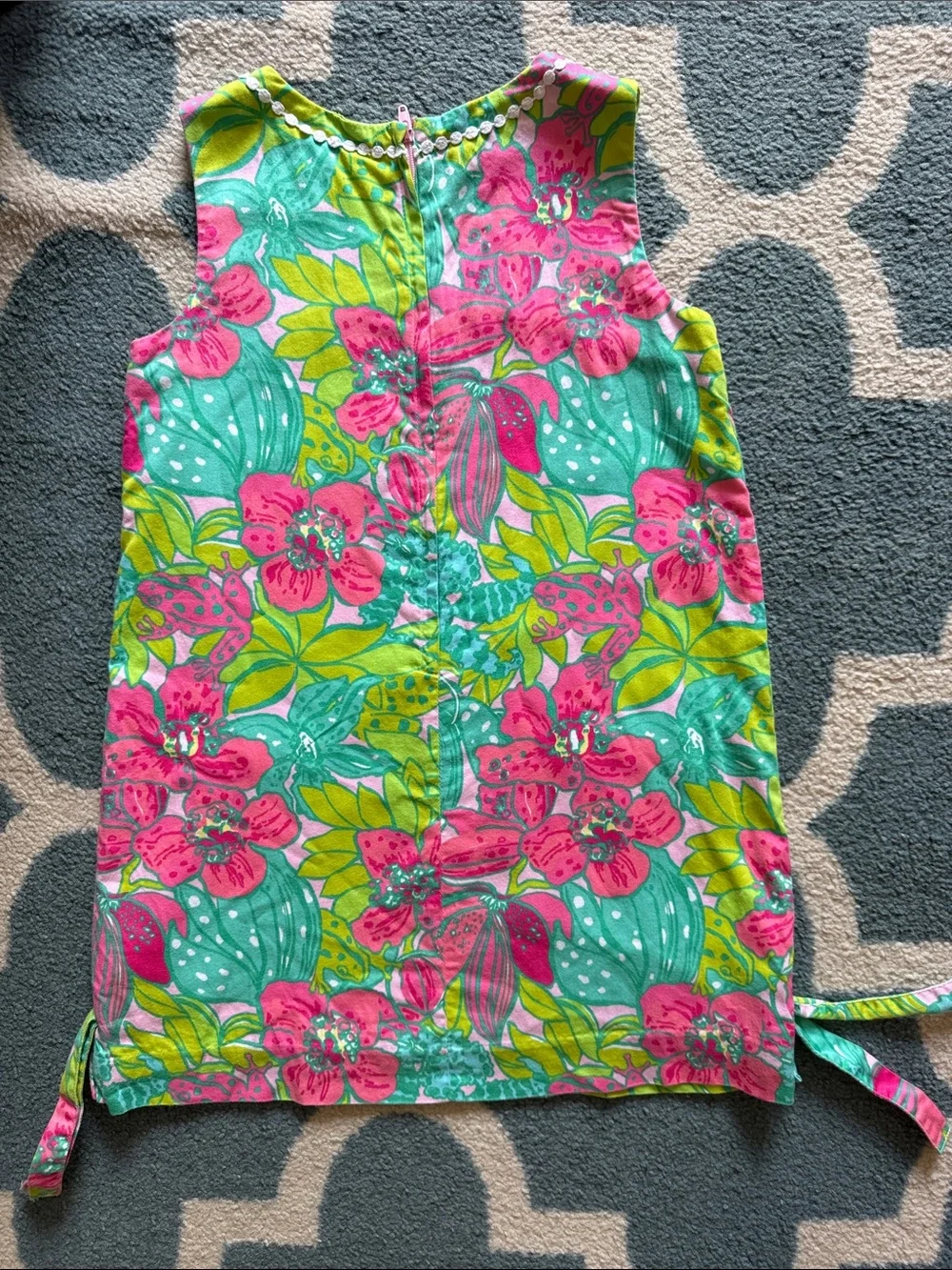 EUC Pink Label Lilly Pulitzer Girls Floral Shift Dress in Pink & Green
